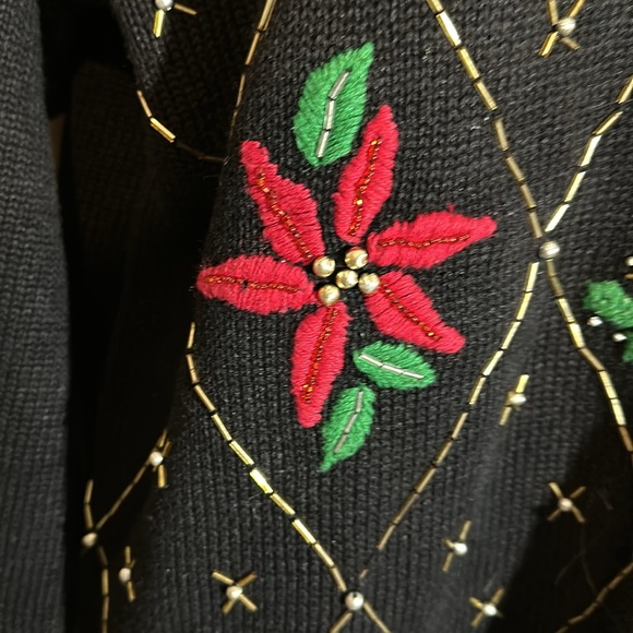 Vintage 1990s Ship 'n Shore "Ugly" Christmas Sweater Studded Decorations Large - Picture 8 of 16